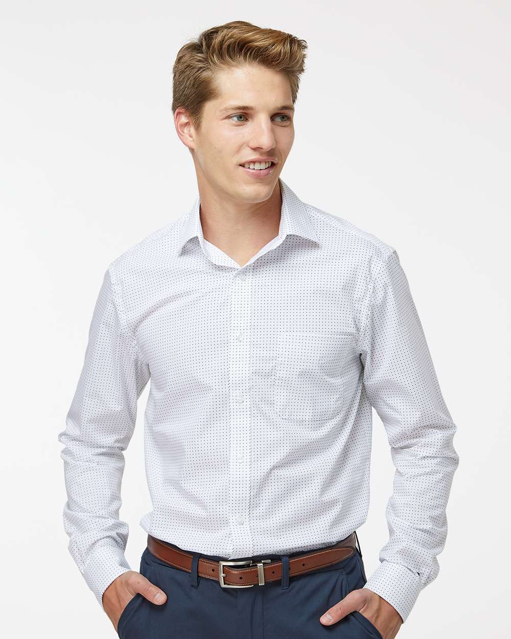 Tommy Hilfiger Camisa Hombre blanca de lunares SS- Unidades en la caja 15 - Precio Unitario $23.75 USD