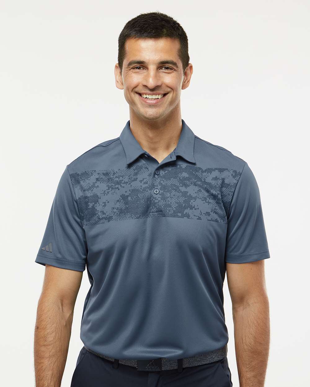 Adidas Camisas Polo de Hombre con estampado de camuflaje en el pecho - Unidades en la caja 24 Mixto 3 colores-Precio Unitario $ 14.75 USD