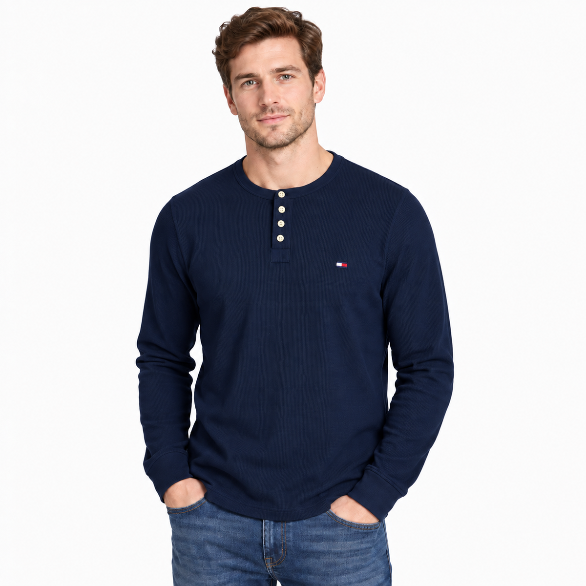 Tommy Hilfiger Camisetas de Hombre Henley - Unidades en la caja 48 - Precio unitario al por mayor $16.55 c/u