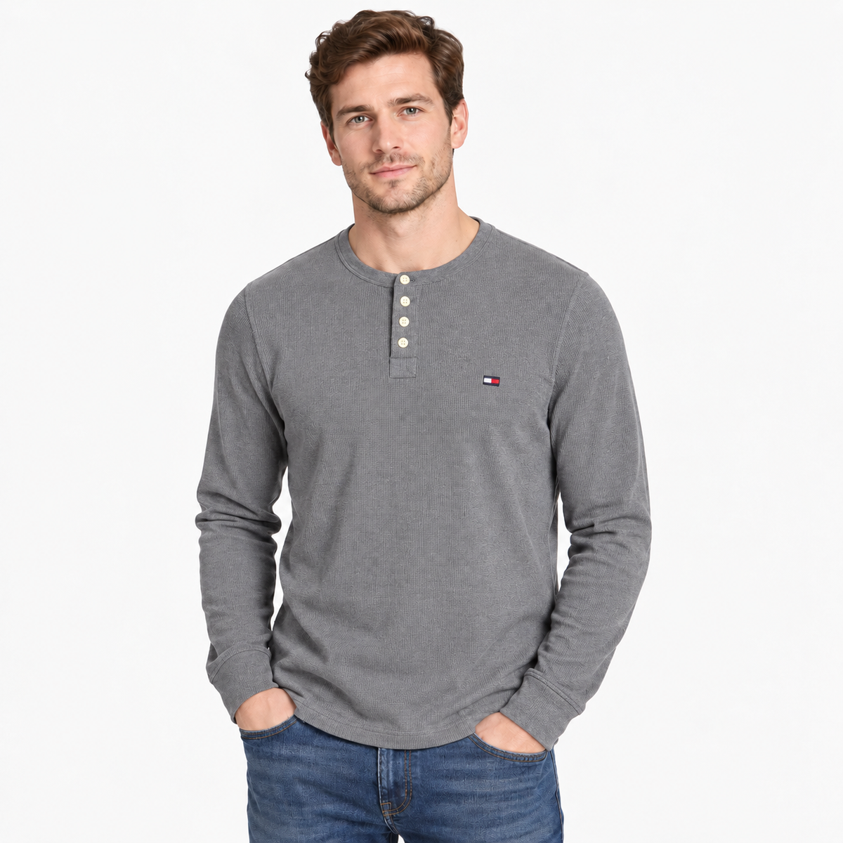 Tommy Hilfiger Camisetas de Hombre Henley - Unidades en la caja 48 - Precio unitario al por mayor $16.55 c/u