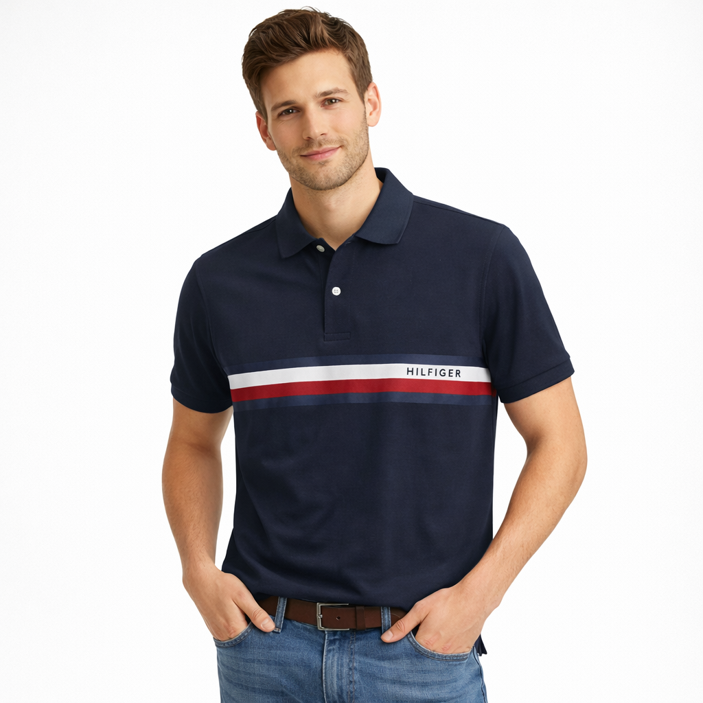 Tommy Hilfiger Camisas Polo raya horizontal en el pecho – Caja 48 Unidades – Colores Mixtos – $27.95 c/u