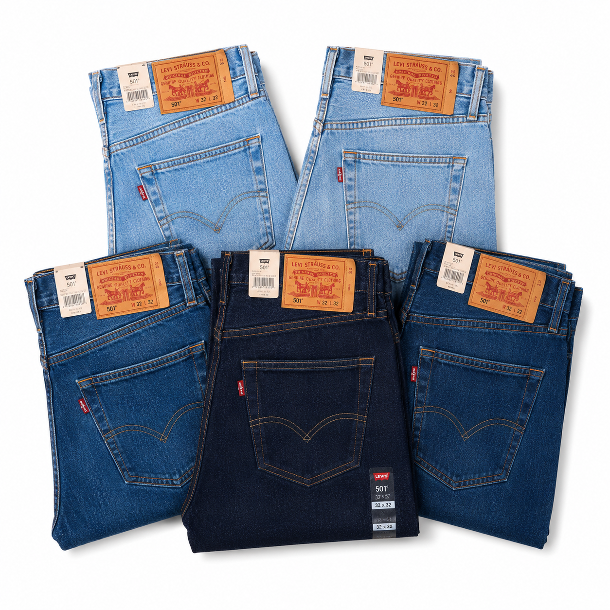 Levi's 501 Original Button Fly Jeans Hombre – Caja 48 Unidades – Colores Mixtos – $28.75 c/u