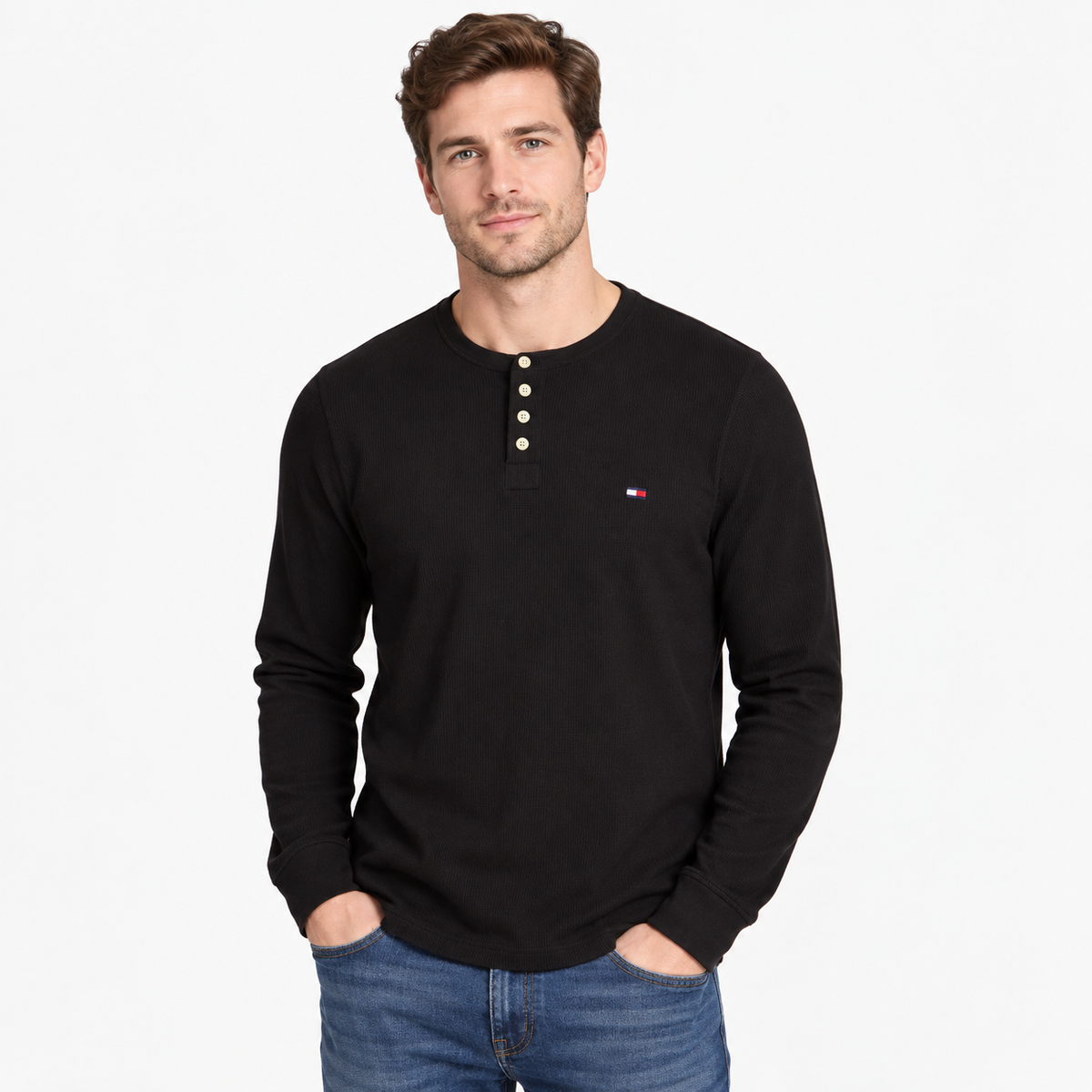 Tommy Hilfiger Camisetas de Hombre Henley - Unidades en la caja 48 - Precio unitario al por mayor $16.55 c/u