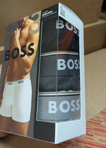 Hugo Boss Boxer de Hombre 3Pk en 1 – Caja de 48 Paquetes – Precio $29.50 c/u
